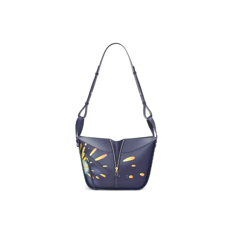 LOEWE Howl's Moving Castle Hammock Satin Cow Leather Shoulder Bag Crossbody Bag Handbag Small Size Women's Sea Blue-4