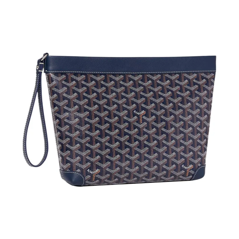 GOYARD Canvas With Calfskin Dog's Teeth Toiletry Bags Storage Bags Clutches Unisex Navy-1