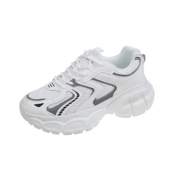 ANNAI Anti-Slip And Wear-Resistant Breathable Low-Top Chunky Sneakers Women's White