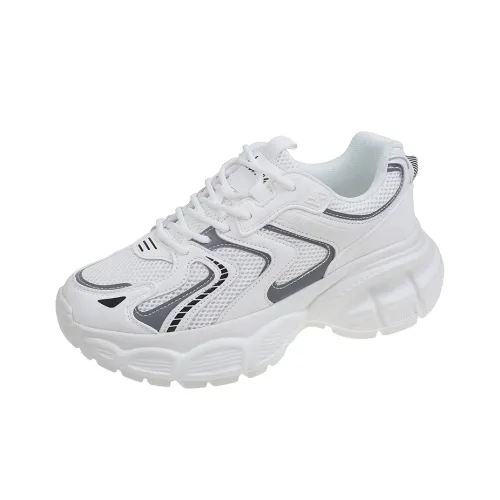 ANNAI Anti-Slip And Wear-Resistant Breathable Low-Top Chunky Sneakers Women's White