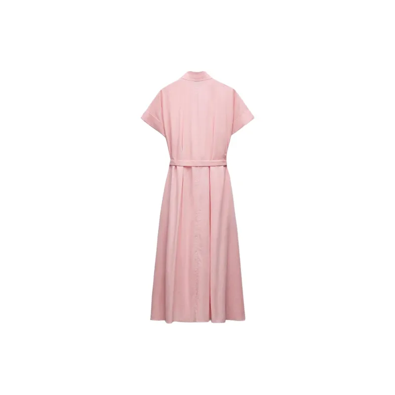 ZARA ZW Series Short Sleeved Dress Women's Pink-1