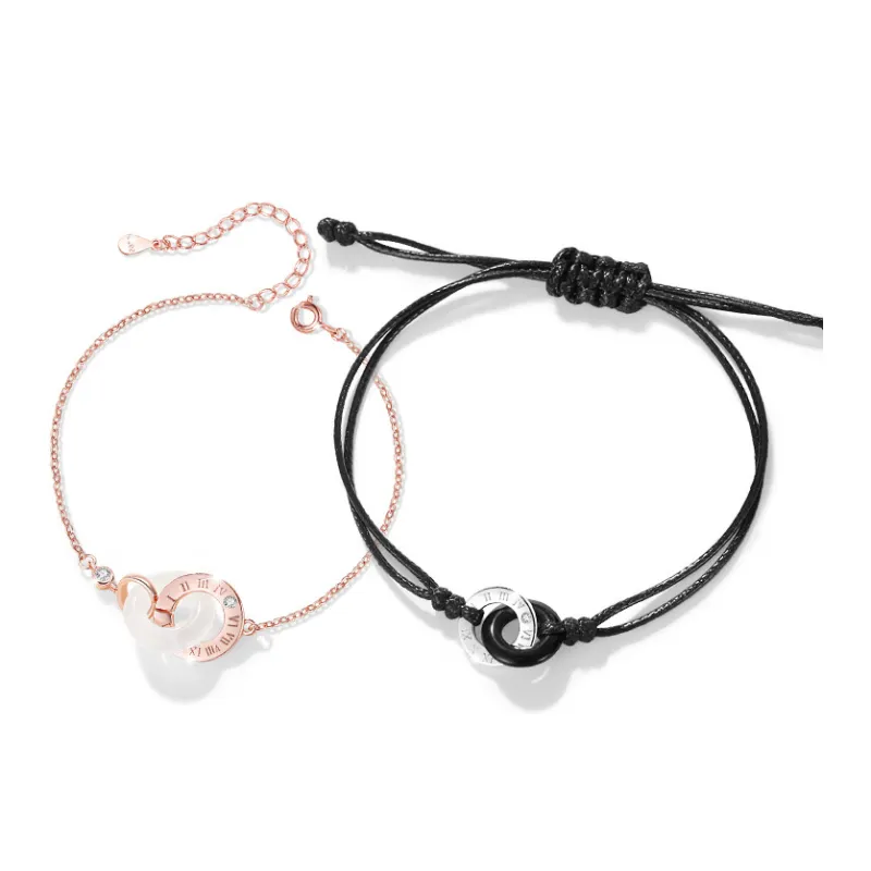 Artisan Lock Heart Jade Chalcedony Jade Bracelets Unisex-4