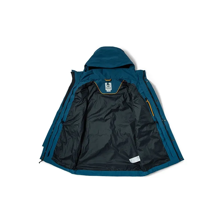 Timberland Solid Color Detachable Hood Puffer Jacket Men's Medium Blue-2
