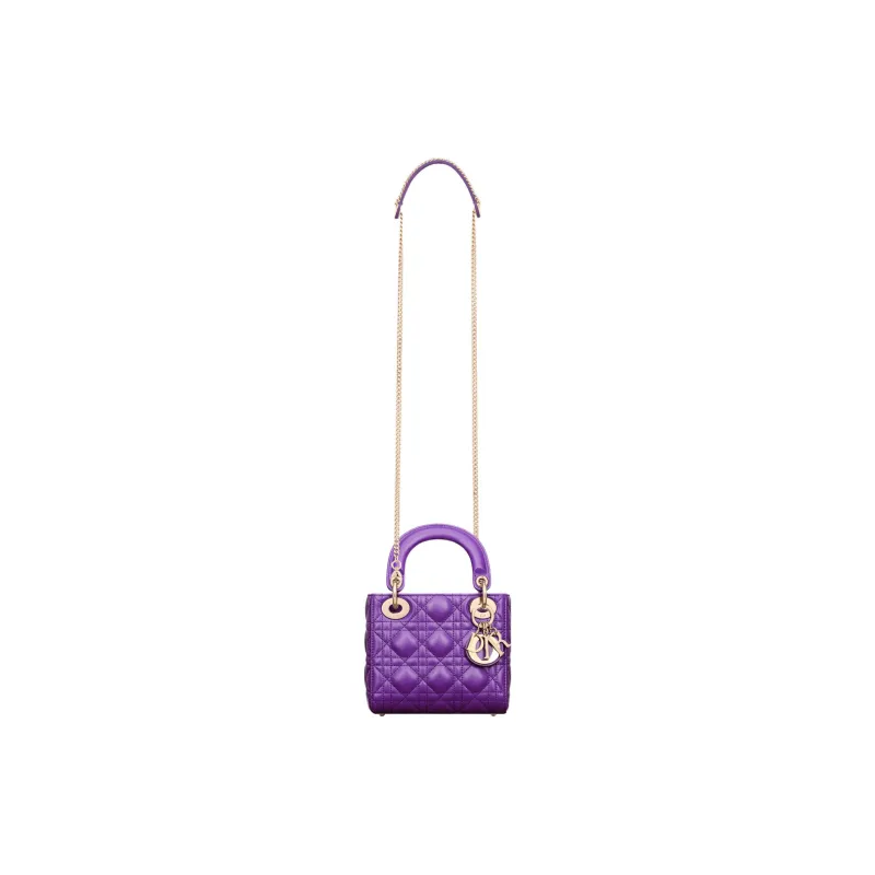DIOR Lady Dior Sheepskin Dior Bag Shoulder Bag Crossbody Bag Handbag Mini Women's Purple-1