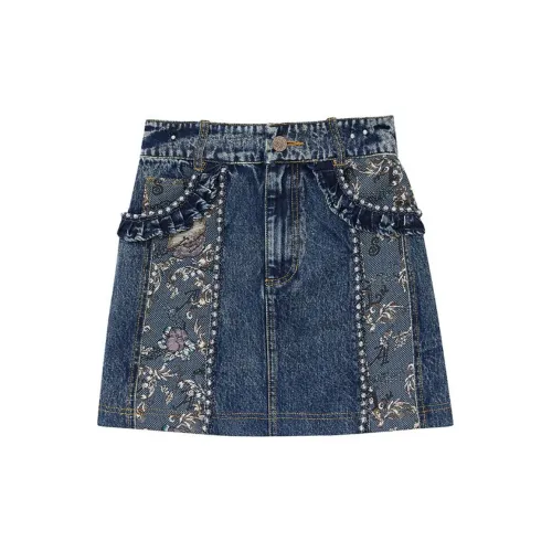 LULUALWAYS Denim Short Skirts Women's Blue