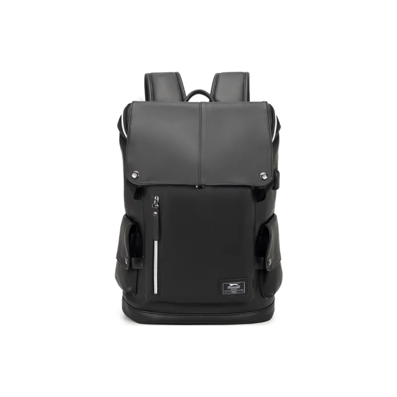 Slazenger PU Soft Leather Backpack Large Size Unisex Cool Black, Cream White-4