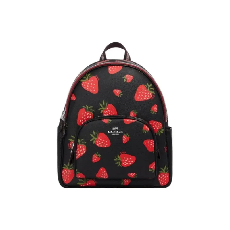 COACH Court Cow Leather Backpack Medium Size Women's Black-0