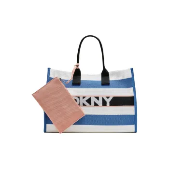 DKNY Knitted Fabric Tote Bag Shopping Bag Handbag Women's Blue