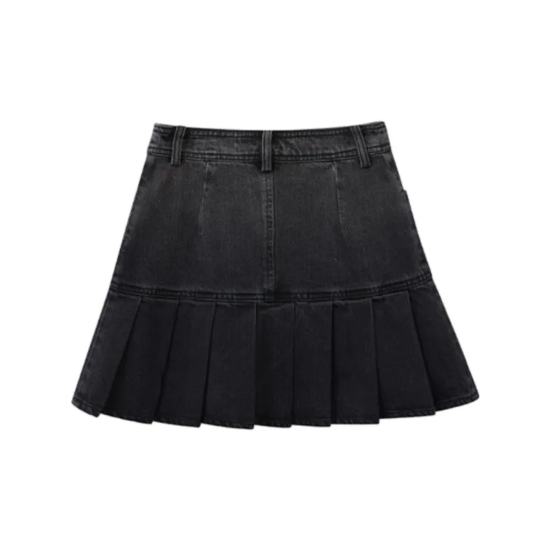 LULUALWAYS Denim Short Skirts Women's Black-1