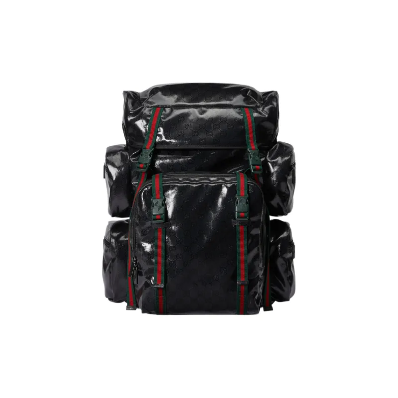 GUCCI Crystal Canvas With Leather Trim Backpack Men's Black-0