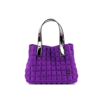 BPRIME 3D Cube Fabric Bucket Bag, One Shoulder Handbag Mini Women's Purple