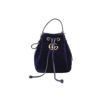 GUCCI Marmont Velvet Bucket Bags Shoulder Bag Crossbody Bag Handbag Women's Blue