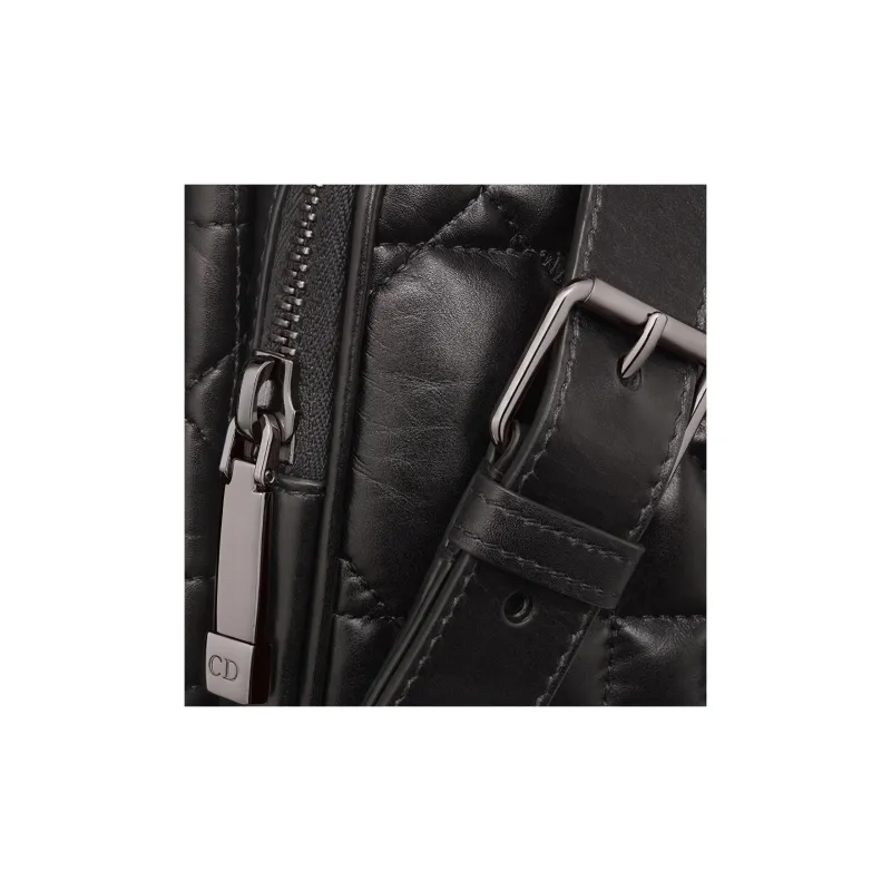 DIOR Cowhide Leather Camera Bag Handbag Clutch Crossbody Bag Women's Black-5