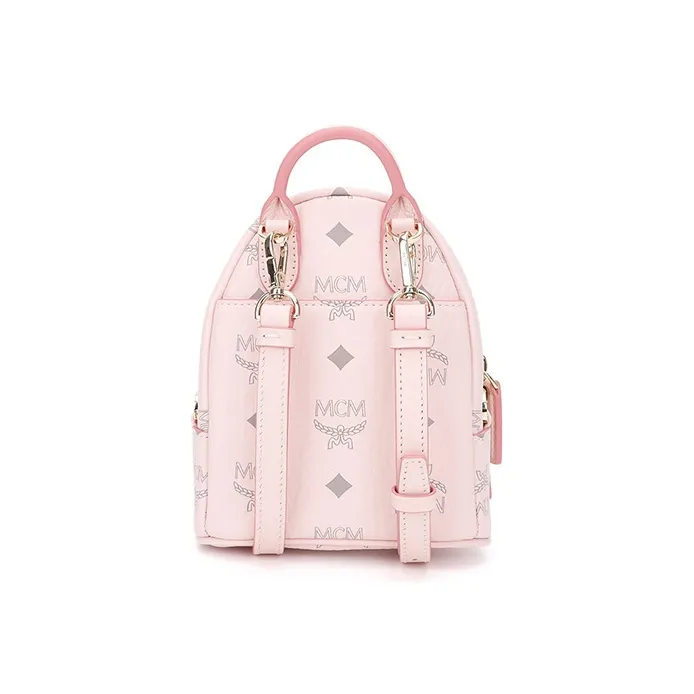 MCM Patricia Visetos Leather Handbag, Crossbody Bag Mini Women's Pink-3