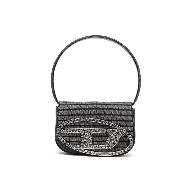DIESEL Cotton With Cow Leather Portable Crossbody Bag, Shoulder Bag Women's Gray-0