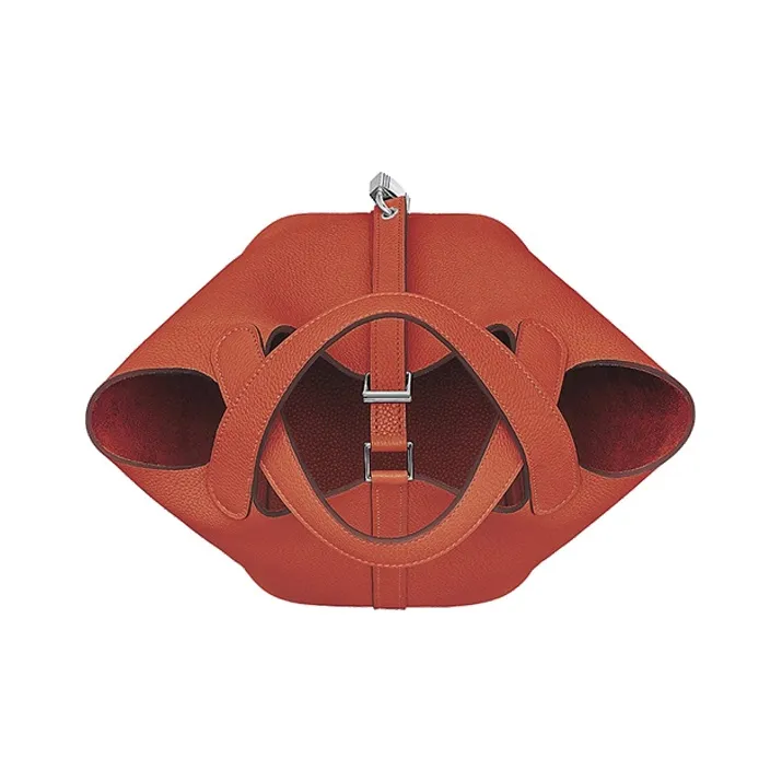 HERMES Picotin Maurice Leather Basket Bag Handbag Bucket Bag 18 Women's R1 Terre Battue Red Clay-2