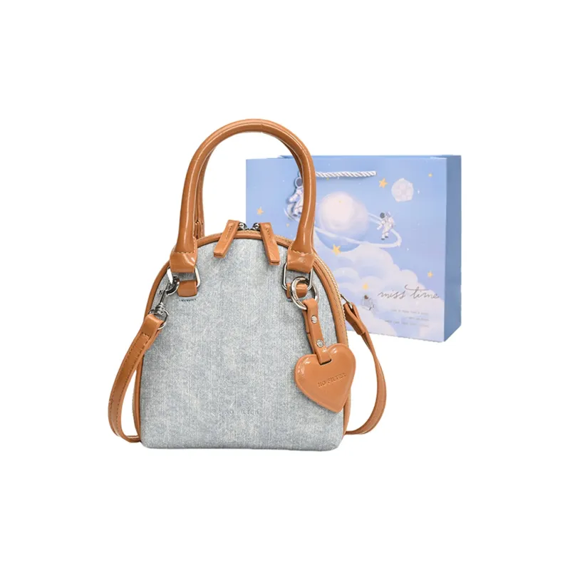 Duoluplo Doron Paul PU Dome Bag, Shoulder Bag, Crossbody Bag, Handbag Women's Denim Black/Denim Silver/Denim Brown-13