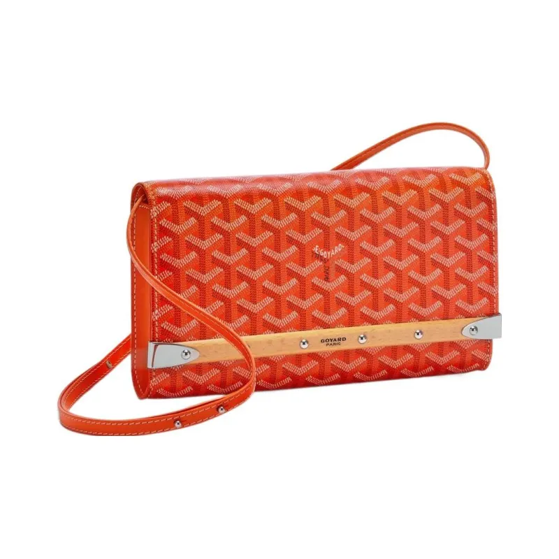 GOYARD MONTE-CARLO Canvas With Leather Clutches Crossbody Bags Small Size Women's Orange-0