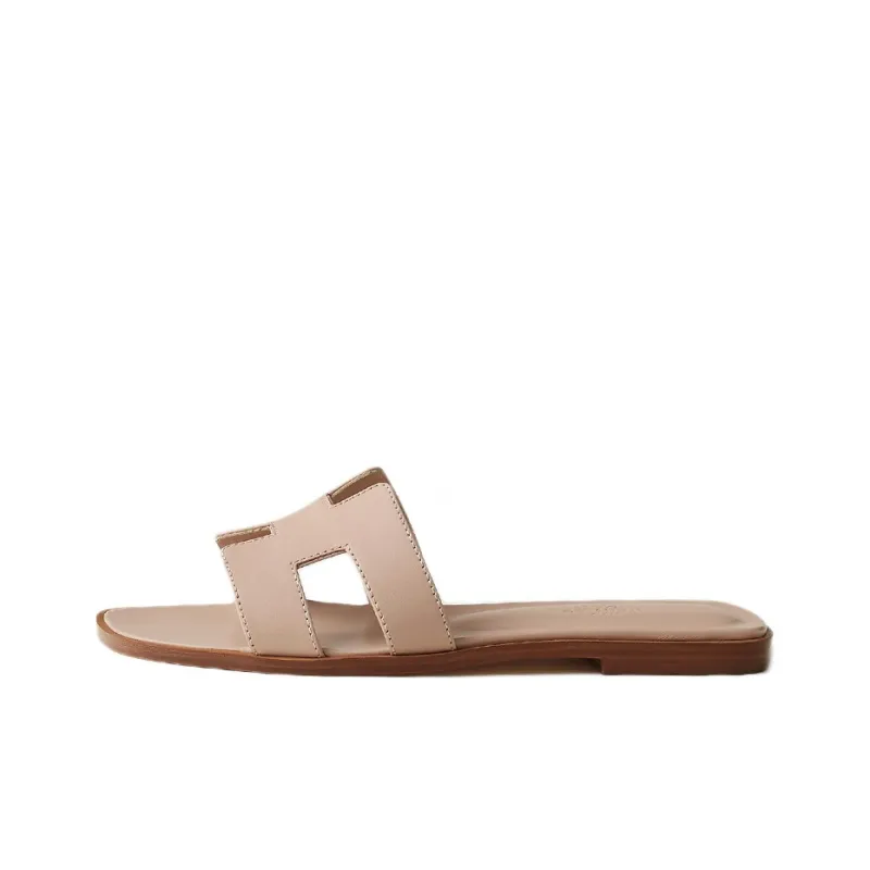 HERMES Oran Slide Slippers Women's Beige-0