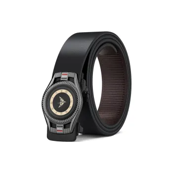 WilliamPOLO Cow Split Leather Leather Belts Men's Gunmetal 3.4cm Wide