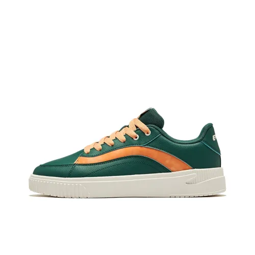 Erke Flying Cranes Wear-Resistant Slip-Resistant Low-Top Skateboard Shoes Men's Green Apricot Orange