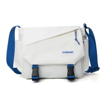 Victorian Traveler Polyester Messenger Bag, Shoulder Bag, Crossbody Bag Regular Unisex Blue & White