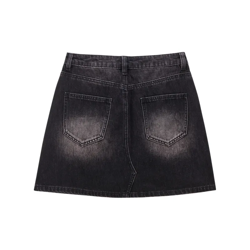 LEDIN Denim Short Skirts Women's Dark Gray-1