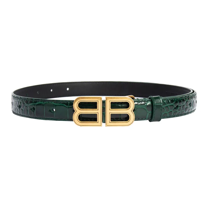 Balenciaga Cow Leather Belts Women's Green Width 1.9cm-0