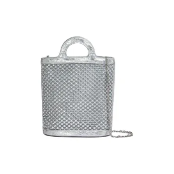 MARNI TROPICALIA Knitted Polyester Bucket Bag Crossbody Handbag Shoulder Bag Women's Silver