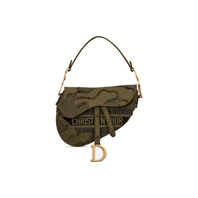 DIOR Saddle Canvas Saddle Bag Handbag Shoulder Bag Women's Green-3