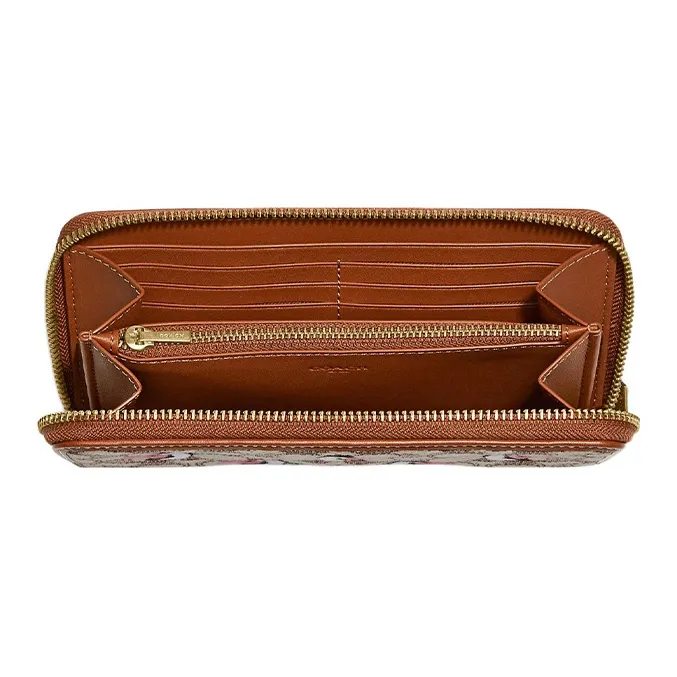 COACH Id Zip Wallet Leather Wrist Bag Clutch Wallet Trumpets Women's Umber-1
