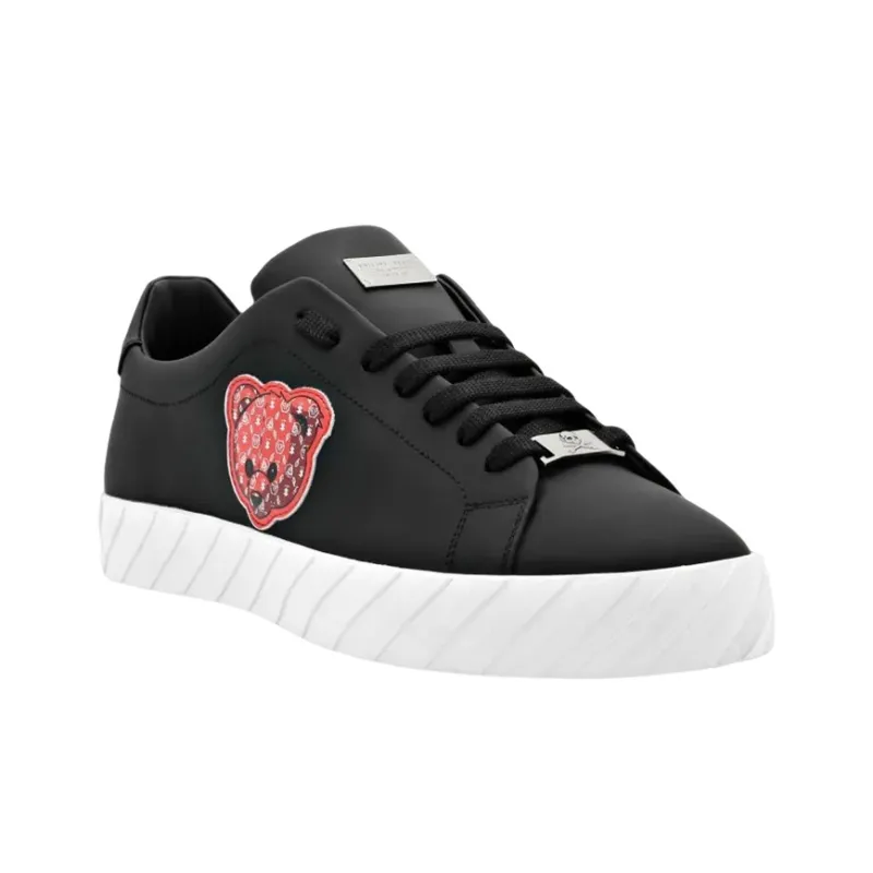 PHILIPP PLEIN Low Top Stylish Skateboarding Shoes Men's Black-1