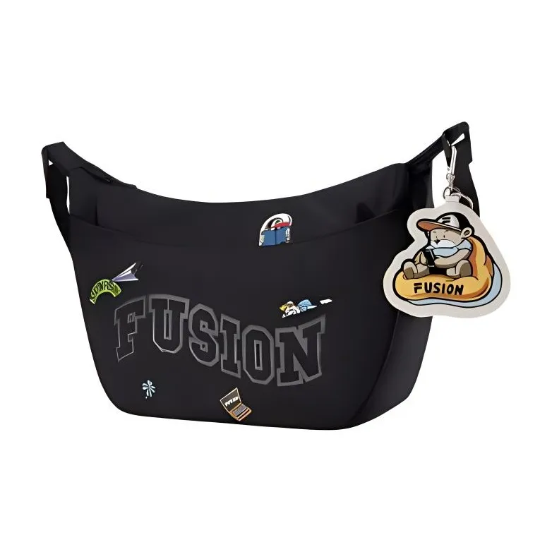 FILA FUSION Fabric Shoulder Bag, Crossbody Bag Regular Unisex Pitch Black-1