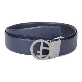 AMANI Cow Leather Belts Men's Blue/Black Width  4cm