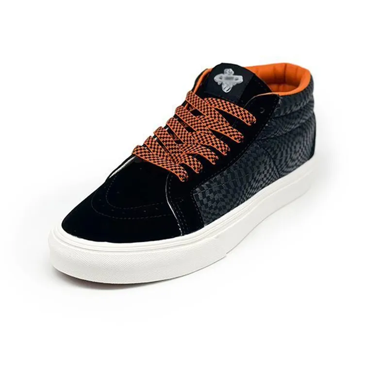 VXDT Wear Resistant Slip Resistant High Top Skateboard Shoes Unisex Black Orange-2