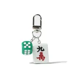 Silver-Tone 9,000 Green Dice Keychains