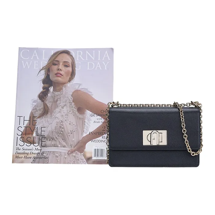 Furla 1927 Collection Leather Shoulder Bag Mini Women's Navy Blue-4