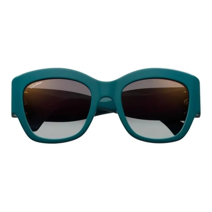 CARTIER Acetate Enamel Irregular Shape Sunglasses Unisex Blue-1