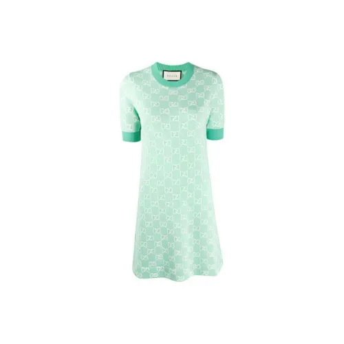 GUCCI Short-Sleeved Dresses Women's Aqua Green