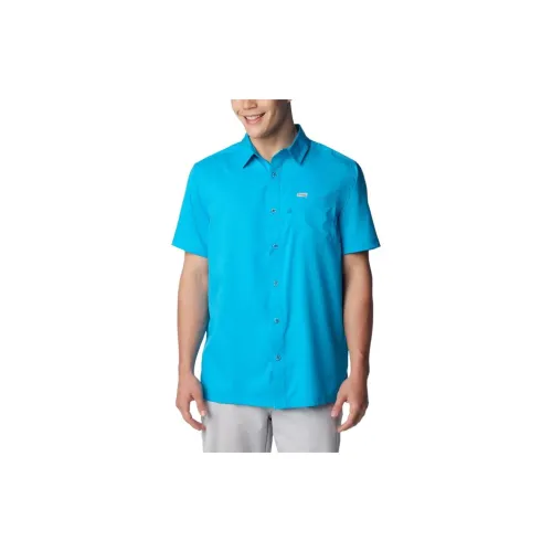 Columbia PFG Slack Tide Shirts Men Sea Blue