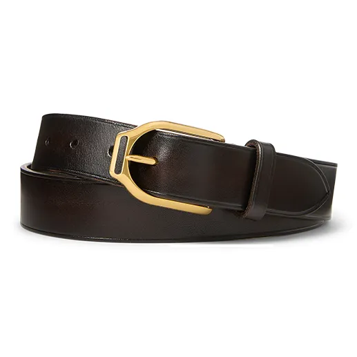 Ralph Lauren Iconic Stirrups Buckle Cow Leather Leather Belts Men's Brown Width: 3.2CM-0