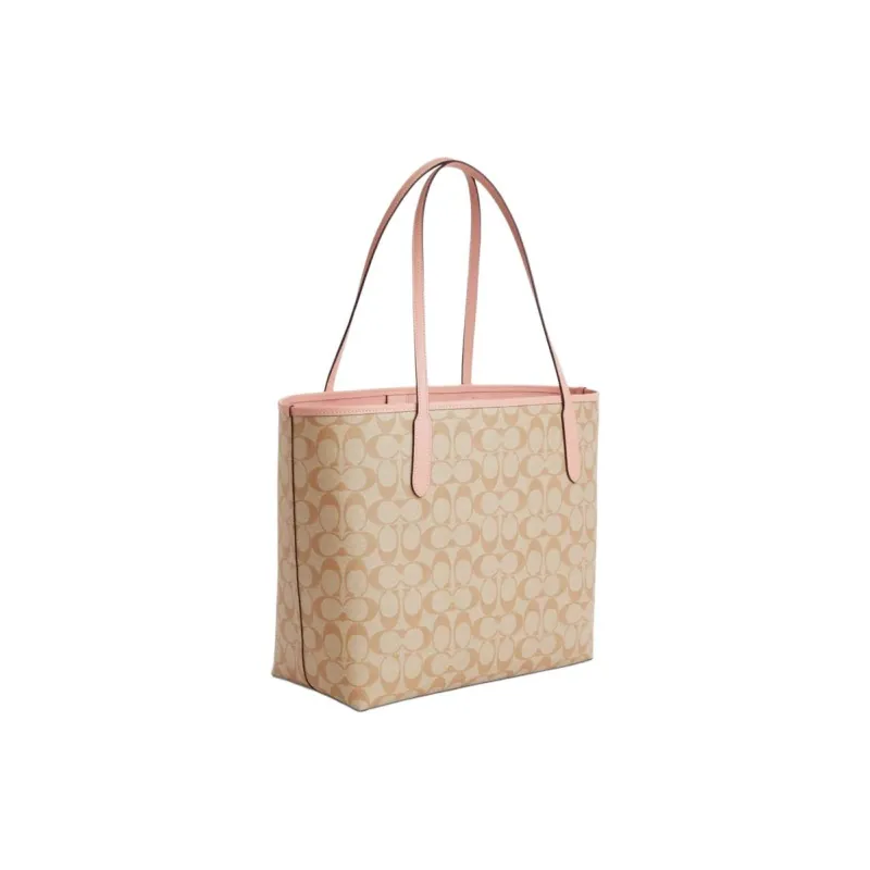 COACH Observed By Us City Coated Canvas Tote Bag, Shopping Bag, Shoulder Bag, Handbag Tubas Women's Light Khaki-1