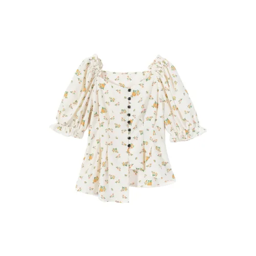 EICHITOO Chiffon Shirts Women's Off-White Pattern