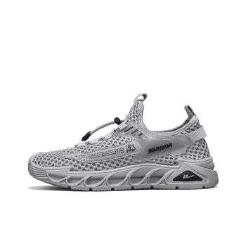 Warrior Lazy Slip-on Cushioned Wear-Resistant Lightweight Breathable Slip-Resistant Low-Top Casual Shoes Men's Gray