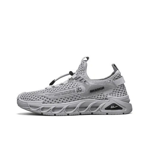 Warrior Lazy Slip on Cushioned Wear Resistant Lightweight Breathable Slip Resistant Low Top Casual Shoes Men's Gray