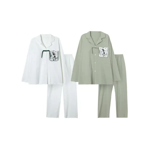 O'MESIK Pajama Set Unisex White Green