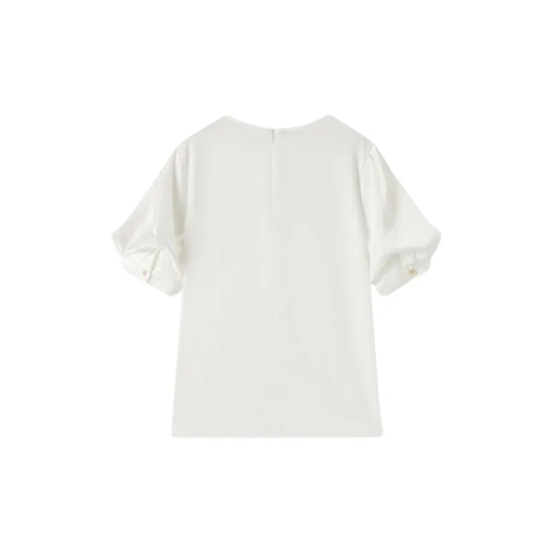 EICHITOO Chiffon Shirts Women's Raw White-1