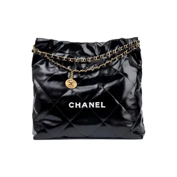CHANEL Waxed Leather Cow Leather Tote Bag, Shopping Bag, Handbag, Shoulder Bag Women's Black