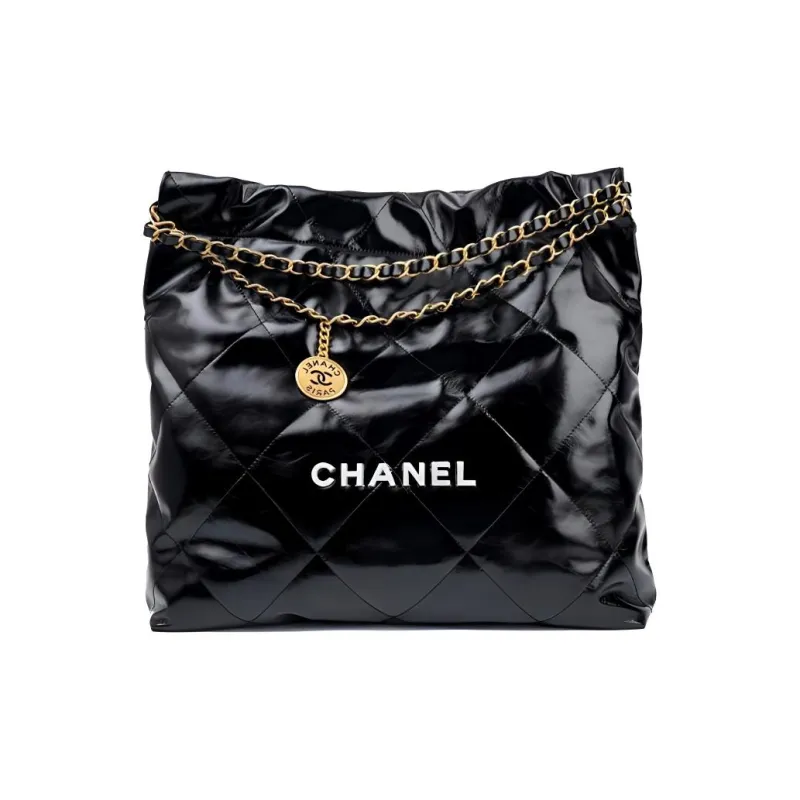 CHANEL Waxed Leather Cow Leather Tote Bag, Shopping Bag, Handbag, Shoulder Bag Women's Black-0