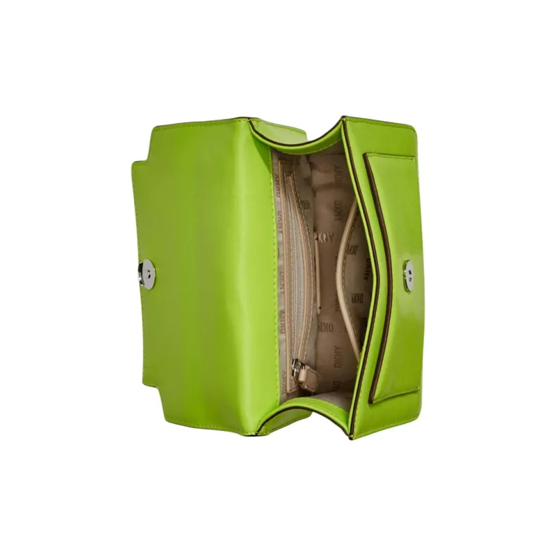 DKNY Leather Handbag Shoulder Bag Crossbody Bag Small Size Women's Green & Brown-4